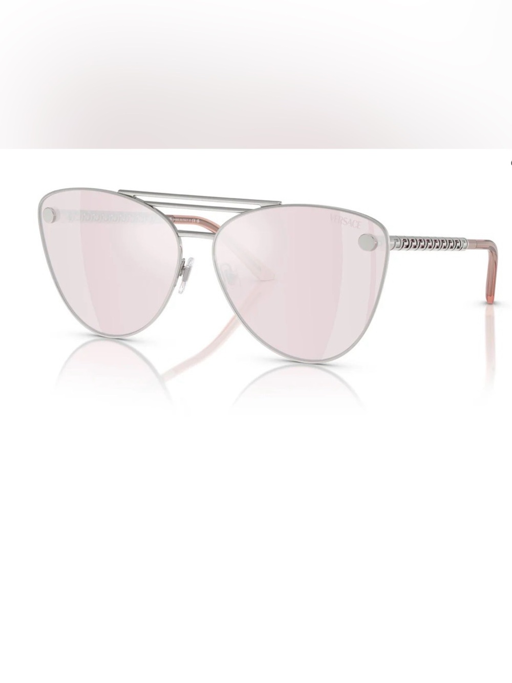 Versace Women's Silver Frame Pink Lens Cat-Eye Sunglasses